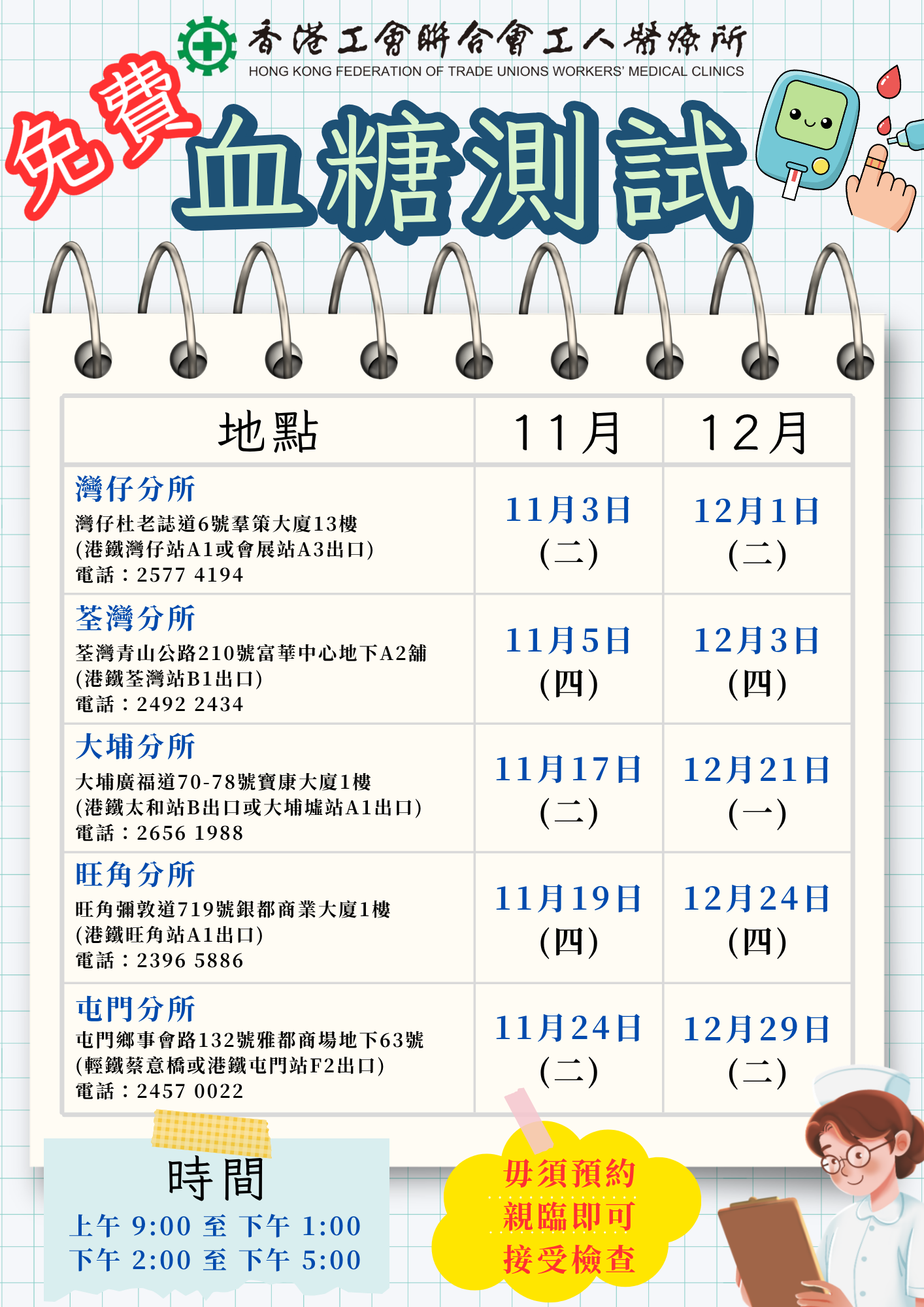 免費血糖檢測服務
